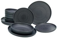 Tafelservice Uno Lava Stone in Schwarz 12-teilig