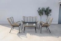 Loungegarnitur 4-tlg korfu aus Glas/Metall mit Kissen