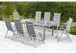 Gartengarnitur 9-tlg. Taviano Metall/Textil/Glas