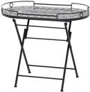 Gardenson Gartenbeistelltisch Mosaik ca. 67,5x41x60 cm klappbar Schwarz