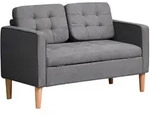 2-SITZER Sofa Stoffsofa Doppelsofa abnehmbar mit Kissen Gummiholz Baumwoll Grau