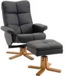 RELAXSESSEL mit Hocker Fernsehsessel 360&deg; drehbar Liegefunktion Holz Schwarz