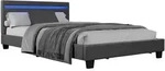 POLSTERBETT Paris mit Matratze und LED dunkelgrau 120x200cm