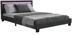 POLSTERBETT Paris schwarz 140x200cm mit Matratze und LED (16 Farben)