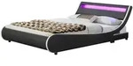 POLSTERBETT Valencia schwarz 180x200cm mit Matratze und LED (16 Farben)