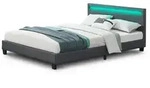 POLSTERBETT Paris dunkelgrau 140x200cm mit Matratze und LED (16 Farben)