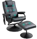 MASSAGESESSEL mit Hocker, Relaxsessel mit Liegefunktion, Massagefunktion Schwarz