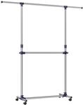 SONGMICS Kleiderst&auml;nder mit 2 Kleiderstangen, mit Rollen, ausziehbar 