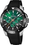 Festina Herren Uhr Analog mit Schwarzem Kautschukarmband - Quarzwerk - Chronograph -