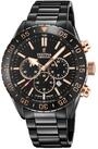 Festina Herren Uhr Analog aus Edelstahl Keramik Schwarz - Quarzwerk - Chronograph -