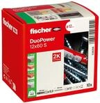 fischer DuoPower 12 x 60 S, Universald&uuml;bel mit Sicherheitsschraube,
