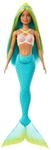 Barbie Meerjungfrau-Puppe mit fantasievollem zweifarbigem Haar in Blau und Gelb,