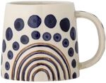 Bloomingville Becher SHAMA Blaue Punkte 500 ml mit Kaffeebecher Keramik Tasse,...