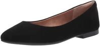 Amazon Essentials Damen Ballerinas mit spitzem Zehenbereich, Schwarz Mikro Wildleder,