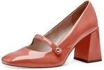 Tamaris Damen Pumps mit Riemchen Vegan Blockabsatz; ORANGE/orange; 40