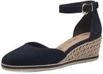 Tamaris Damen Pumps mit Keilabsatz Leder, blau, 36 EU
