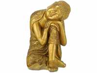 Relaxdays Buddha Figur Garten, wetterfest & frostsicher, XL Gartenbuddha ruhend,