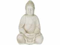 Relaxdays Buddha Figur, wetterfest & frostsicher, Gartenstatue, groß, Outdoor,