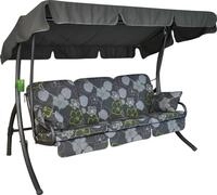 ANGERER Hollywoodschaukel Comfort grau-gr&uuml;n gebl&uuml;mt | Gartenschaukel Made in