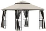 Outsunny Gartenpavillon Doppeldach 4 x Seitenw&auml;nde 3 x 3 m Beige | Pavillon,