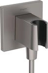 hansgrohe Wandanschluss mit Duschkopfhalterung FixFit E, Brushed Black Chrome