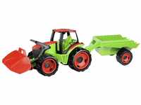 LENA 02136 GIGA TRUCKS Traktor mit Frontlader & Anhänger, Traktorspielzeug...