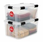 Iris Ohyama Luftdichte Kunststoff-Aufbewahrungsboxen mit Deckel, 50L, 2er-Set,