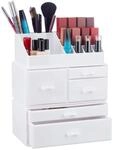 Relaxdays Make Up Organizer mit 21 F&auml;chern, Kosmetik Tower f&uuml;r Lippenstift,