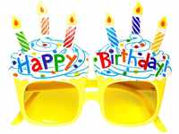 Widmann 0346N - Brille Happy Birthday, gelb, Cupcake, Candyland, Geburtstag,