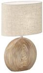 Fischer & Honsel|Tischleuchte, Tobse|holzfarben|Stoffschirm-leinen sandfarben|L: