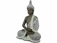 GILDE Deko Skulptur Buddha Figur sitzend - Meditation - braun/weiß - Höhe 29...