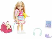 Barbie-Spielzeug, Chelsea-Puppe und Accessoires, Reiseset mit Hündchen und 6...