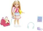 Barbie-Spielzeug, Chelsea-Puppe und Accessoires, Reiseset mit H&uuml;ndchen und 6...