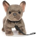 Uni-Toys - Franz&ouml;sische Bulldogge (grau) mit Leine - 26 cm (L&auml;nge) -...
