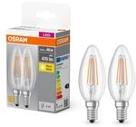 Osram BASE CLASSIC B FIL 40 LED-Lampe mit Sockel E14, Minikerzenform, Doppelpack, 4W,