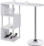 WOLTU S-f&ouml;rmiger Bartisch mit Stauraum, Stehtisch mit Weinregale, Bistrotisch...