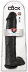 King Cock 15" Cock with Balls, Black, 38 cm