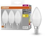 Osram BASE CLASSIC B 40 FR LED-Lampe mit Sockel E14, Minikerzenform, 3er Pack,...