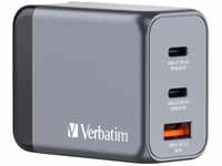 Verbatim GaN Charger 65 W, 3 Ports USB-C Ladegerät, Power Adapter mit 2 x...