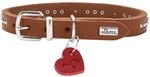HUNTER Hundehalsband Aalborg Hearts, Farbe: Cognac, hochwertiges Softvollrindleder,