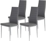 Hela Tische, 4er Set Esszimmerstuhl K&uuml;chenstuhl Simone, Kunstleder Grau,