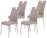 Hela Tische, 4er Set Esszimmerstuhl Andrea, Bezug Kunstleder Cappuccino,