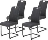 Hela Tische, 4er Set Britta Esszimmerstuhl, Schwingstuhl, Webstoff Mikrofaser,