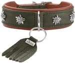 HUNTER Hundehalsband M&Uuml;NCHEN Farbe: gr&uuml;n/Cognac, Leder, edle Trachten-Details,