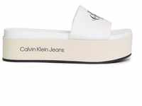 Calvin Klein Jeans Damen Sandalen Flatform Plateau, Weiß (Creamy White/Bright