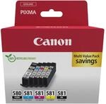 Canon PGI-580 CLI-581 BK C M Y PGBK Vorteilspack 5 Tintenpatronen (Schwarz,...