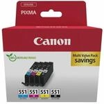 Canon CLI-551 C M Y BK Vorteilspack 4 Tintenpatronen (Schwarz, Cyan, Magenta,...