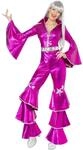 Smiffys 70er Jahre Tanzender Traum Kost&uuml;m Rosa mit Schn&uuml;rung Overall 1970er Jahre