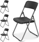 Sekey Klappstuhl 4er Set, Gartenstuhl Klappbar Rattan-Optik, Campingstuhl Wasserdicht