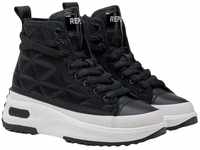 Replay Damen Vulcanized Sneaker Aqua Quilt Nylon Schuhe, Schwarz (Black 003), 37
